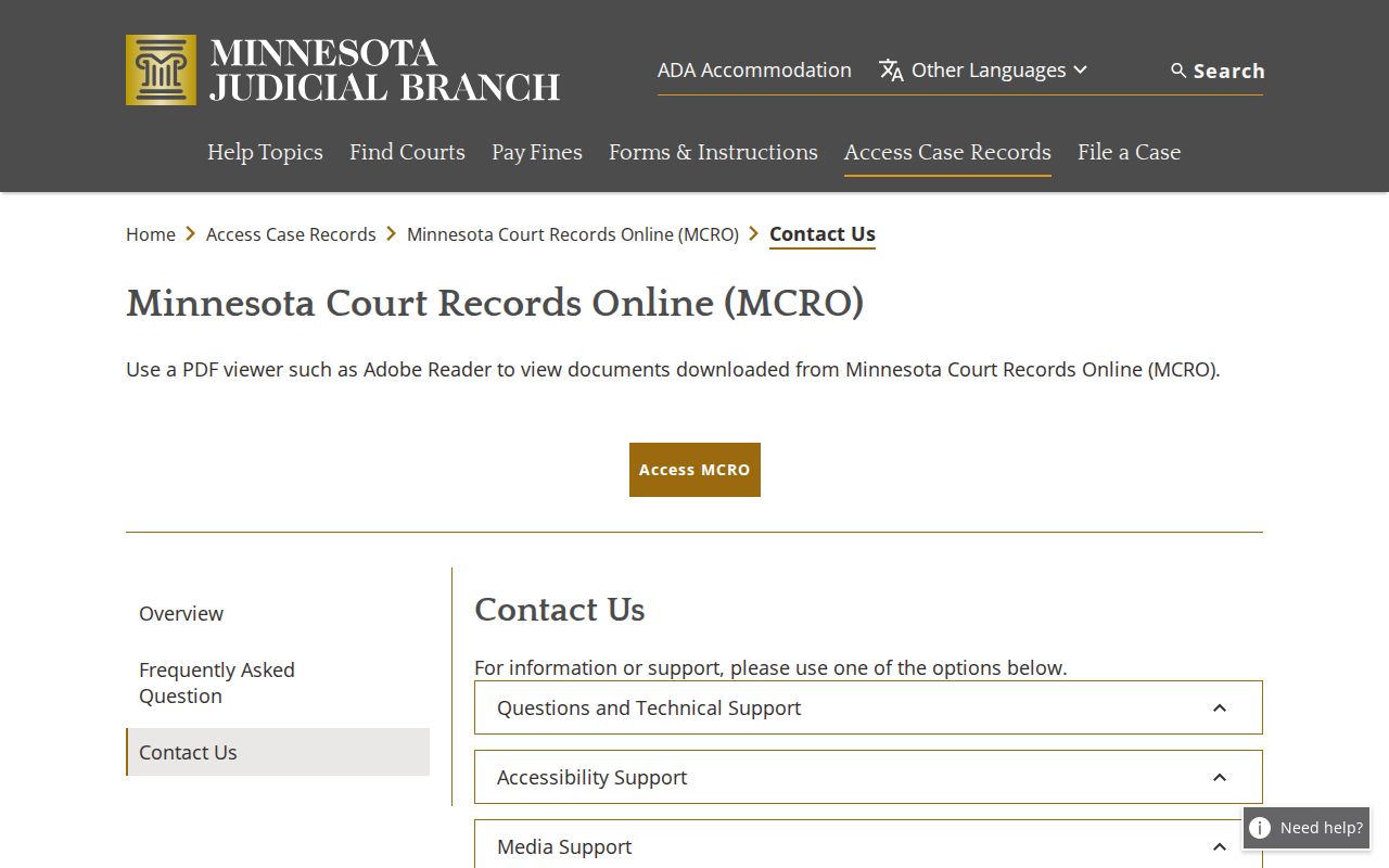 Dakota County court calendar MCRO support and routing