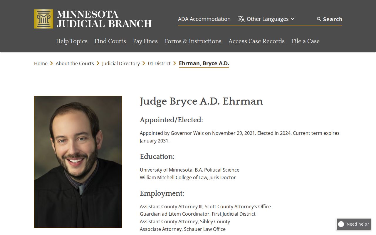 Dakota County criminal dockets official criminal judge profile