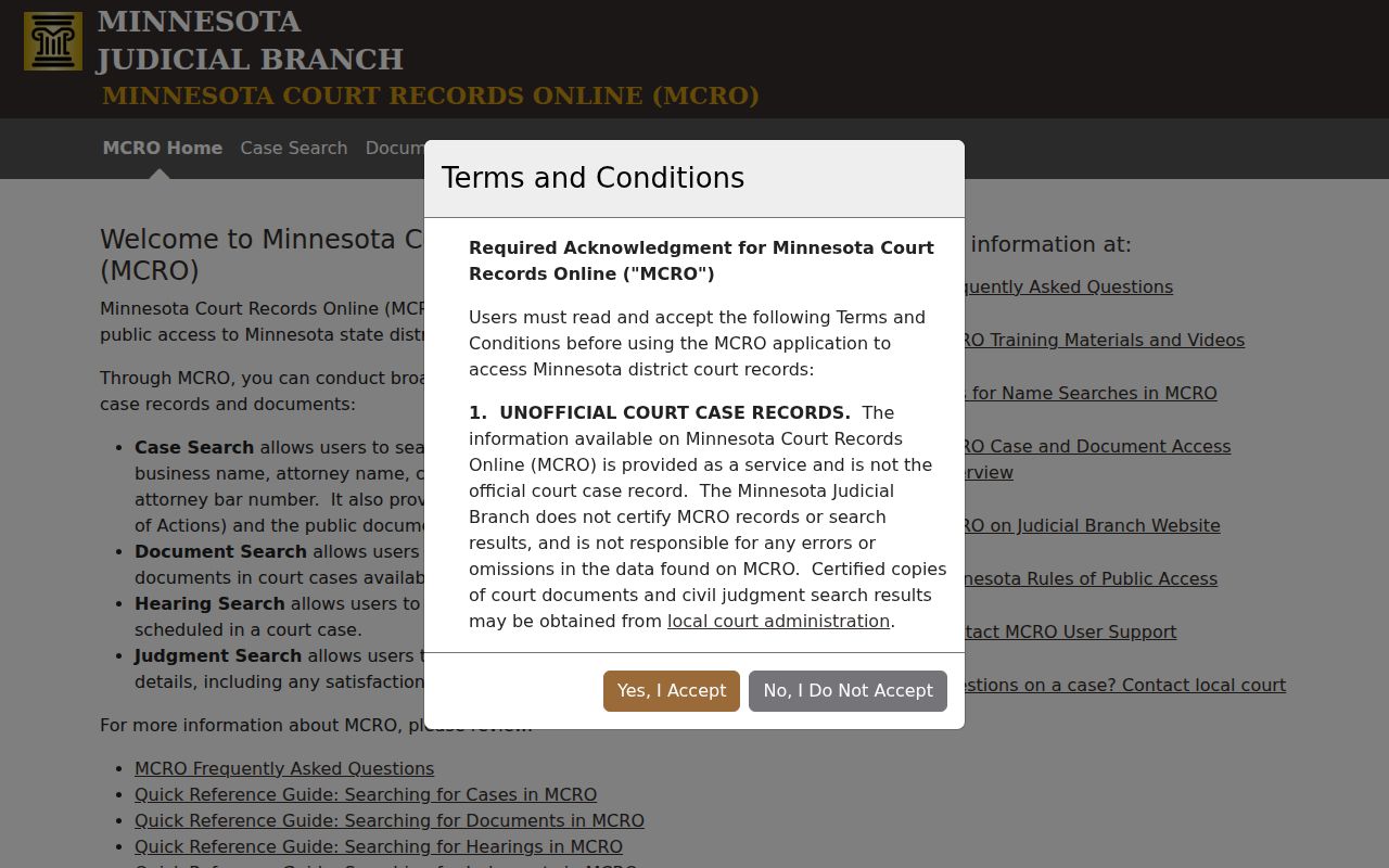 Dakota County case search interface for Minnesota court records